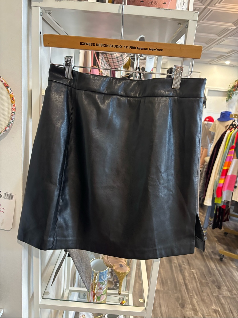 Elie Tahari Black Faux Leather Mini Skirt